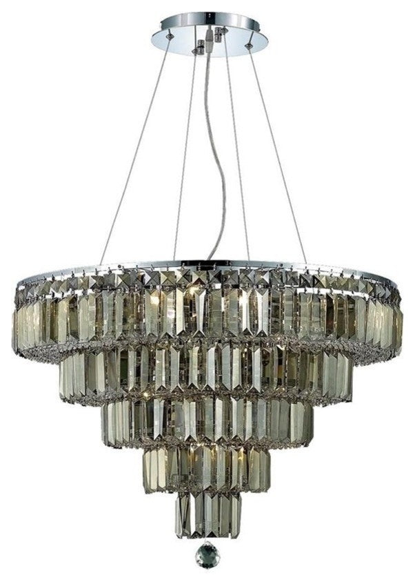 Elegant Maxim Dining Room Light, Chrome Finish With Royal Cut Crystal