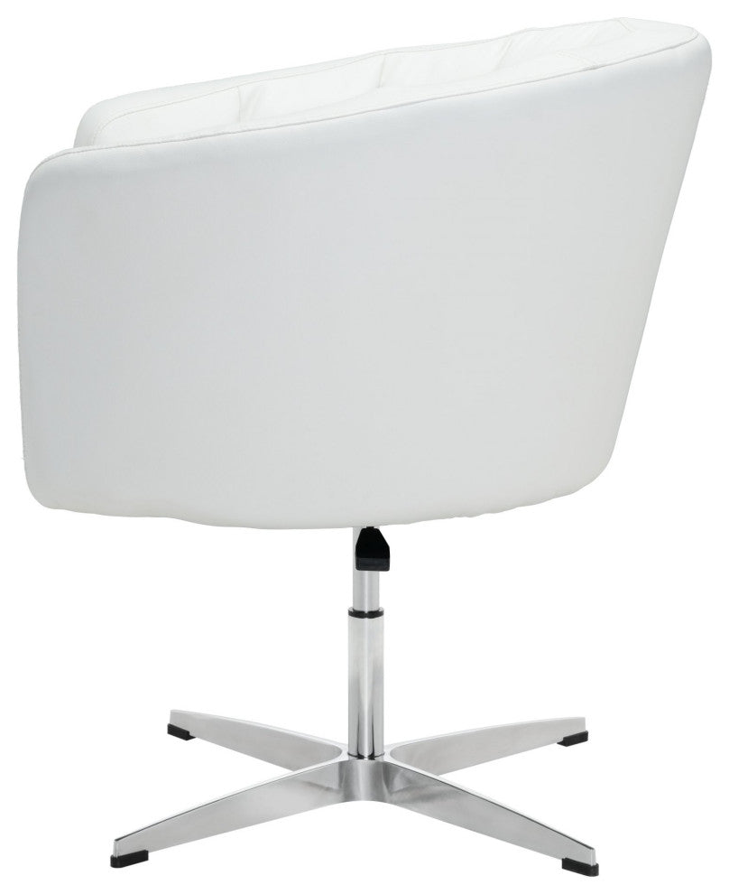 Accent Chair, Faux Vinyl Leather, Steel, White, Silver, Lounge Cafe Hospitality
