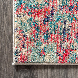 Contemporary POP Modern Abstract Area Rug, Blue/Red, 4 X 6