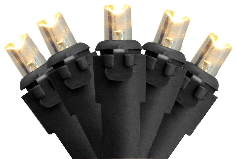 White LED Wide Angle Christmas Lights - Black Wire
