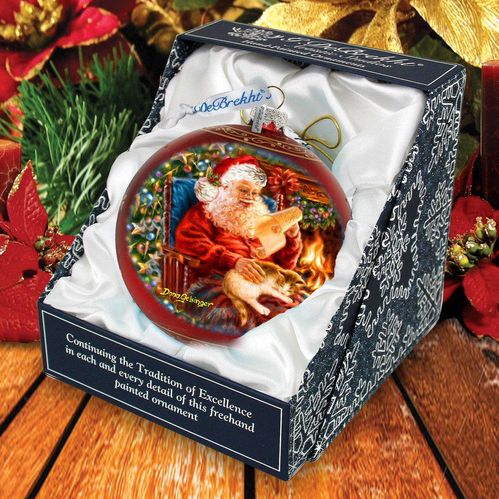 House Warming Santa Lg Glass Ornament, Red