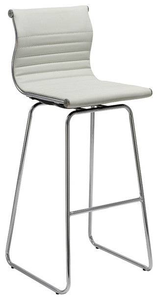 Two 41" White Leatherette And Steel Bar Stools