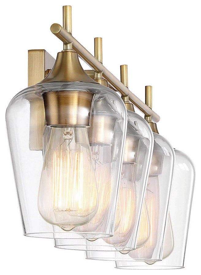 Octave Bathroom Vanity Light, Warm Brass, 4-Light