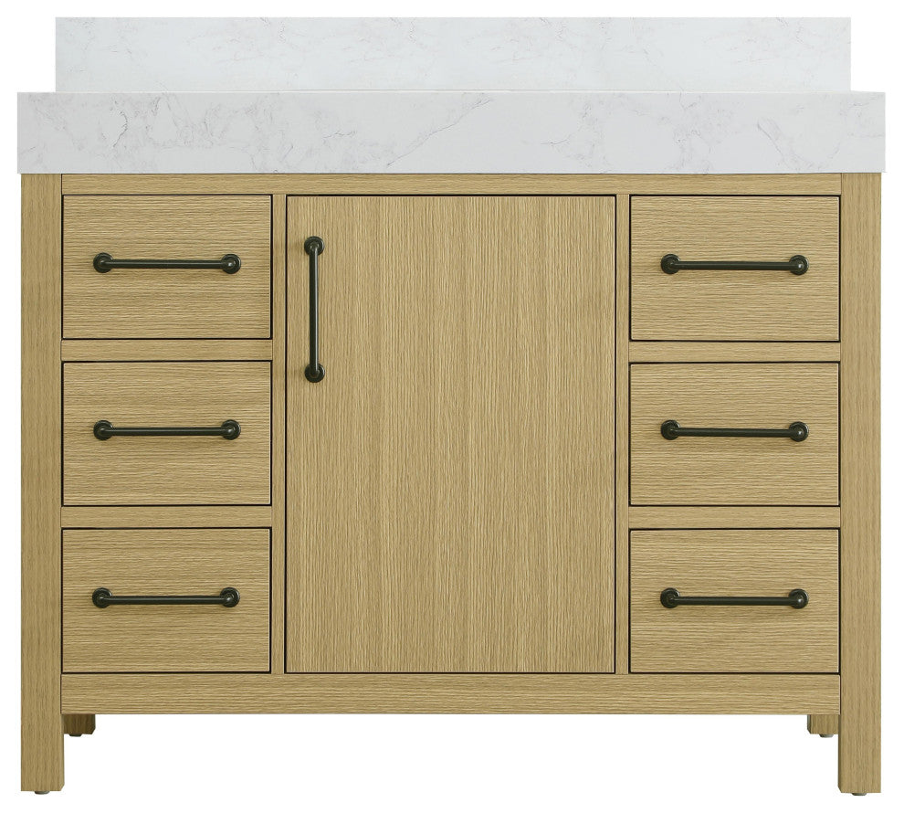 Home Living 42" Single Bathroom Vanity, Honey Brown With Backsplash