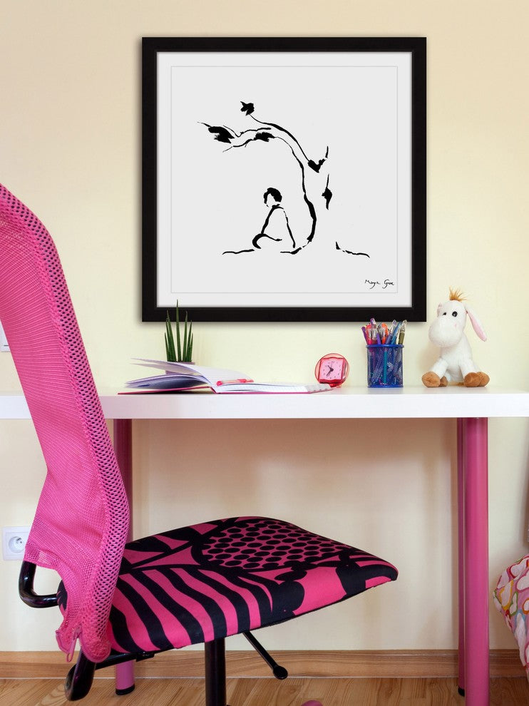 Marmont Hill, "Meditation Under Tree" by Maya Gur Framed Painting Print, 18x18