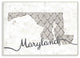 Stupell Industries Maryland Patterned Grey US State Design, 13 x 19