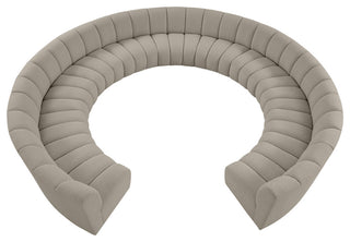 Infinity Black Boucle Fabric Upholstered Arc Shaped Modular Sectional, Brown, 11-Piece, Arc-Shaped