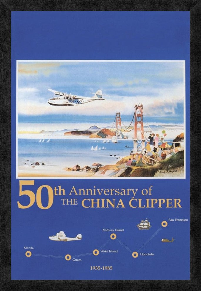 "50th Anniversary of the China Clipper" Framed Canvas Giclee, 22"x32"
