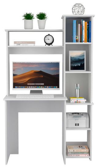 Nashville Writing Desk with 6 Open Shelves, White
