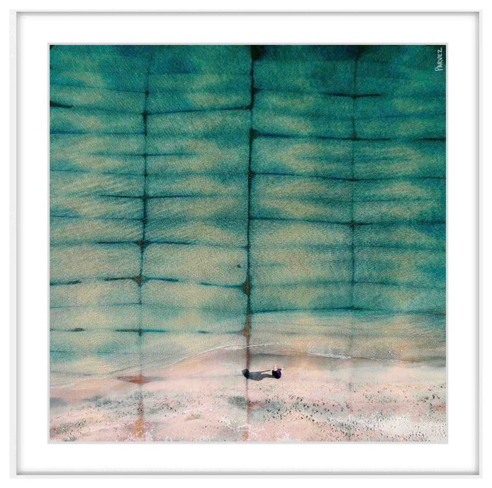 "Shell Searching" Framed Painting Print, 18"x18"