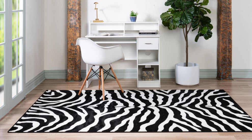 Rug Unique Loom Wildlife Black Rectangular 3' 3 x 5' 3