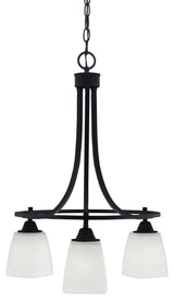 Paramount Downlight 3-Light Chandelier, Matte Black, 4.5" White Muslin Glass