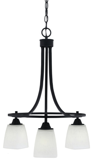 Paramount Downlight 3-Light Chandelier, Matte Black, 4.5" White Muslin Glass