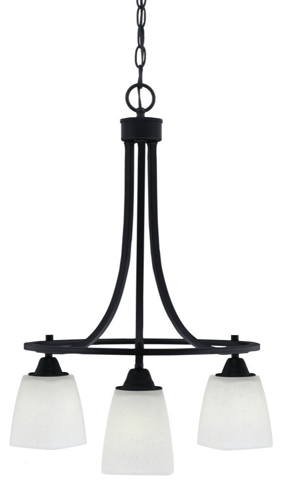 Paramount Downlight 3-Light Chandelier, Matte Black, 4.5" White Muslin Glass