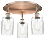 Hadley-3 Light 16" Flush Mount-Antique Copper, Clear Glass Shade