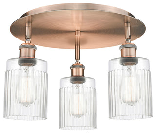 Hadley-3 Light 16" Flush Mount-Antique Copper, Clear Glass Shade