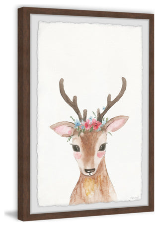 "Deer With Flower Crown" Framed Painting Print, 24x36