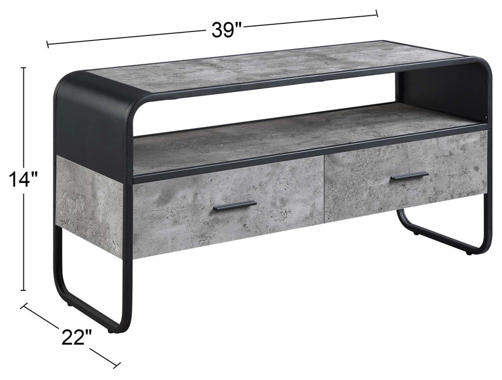 TV Stand With Storage for TV's up to 42 Inch, Concrete Gray