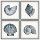 4-Piece "Gray Sea Shells" Quadriptych Set, 64"x64"