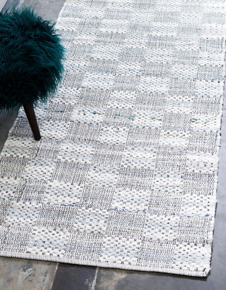 Rug Unique Loom Chindi Cotton Ivory Runner 2' 6 x 6' 0