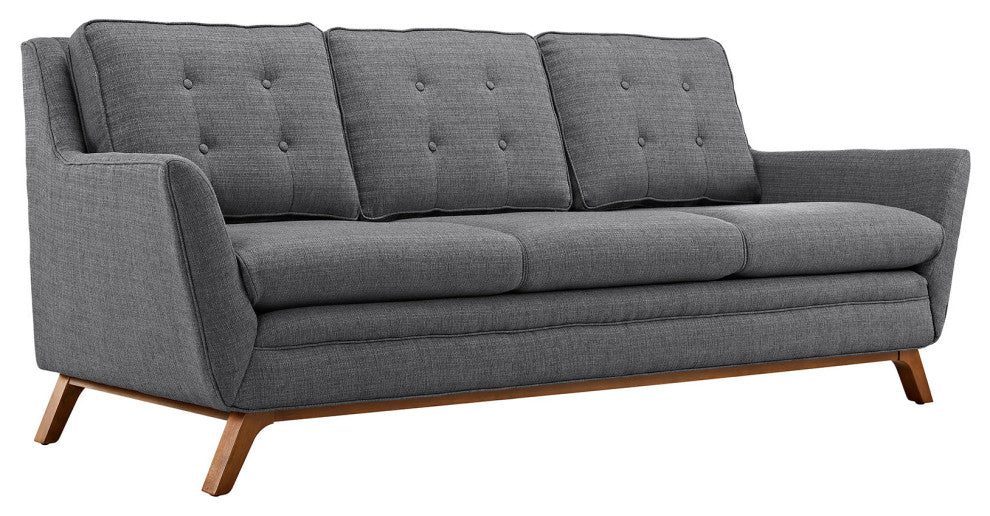 Beguile 3 Piece Upholstered Fabric Living Room Set, Gray