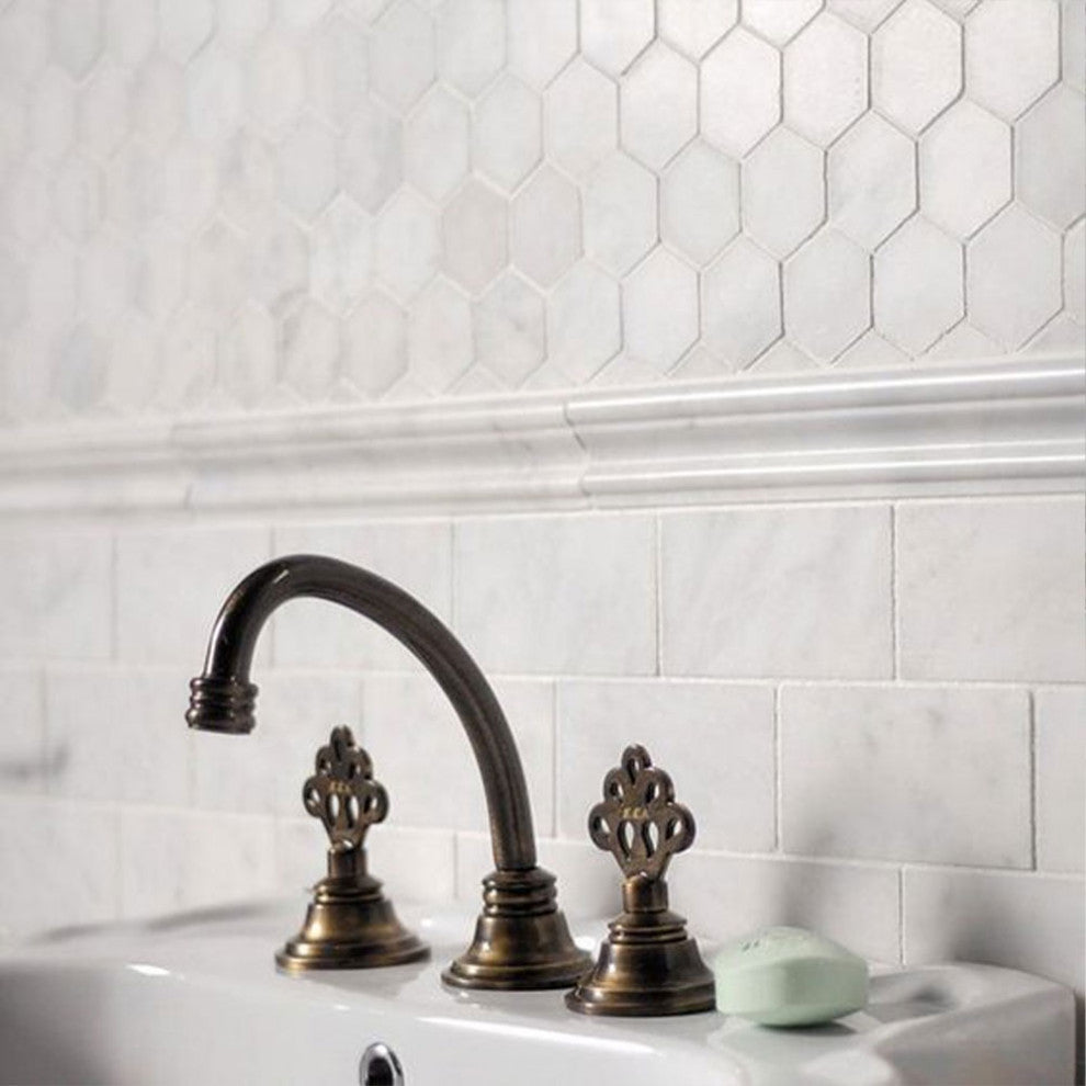 12 in. x 12 in. Marble Mosaic Wall Tile, Hexagon