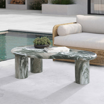 Sassari Finished Concrete Indoor/Outdoor Coffee Table, Green Finish