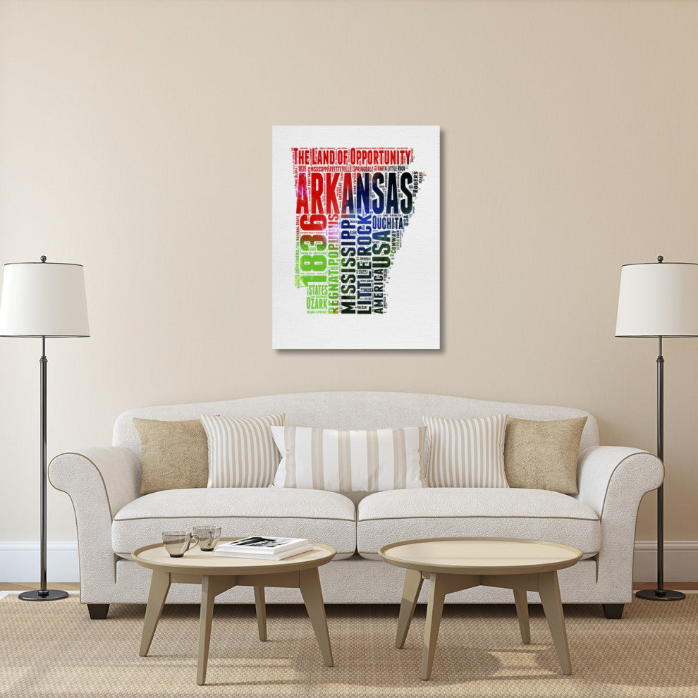 "Arkansas Watercolor Word Cloud" Fine Art Print