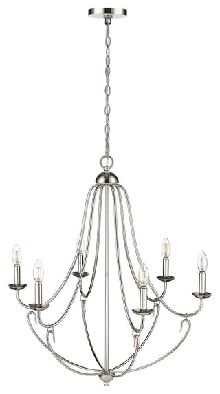6 Light 28.5 in. Polished Nickel Chandelier