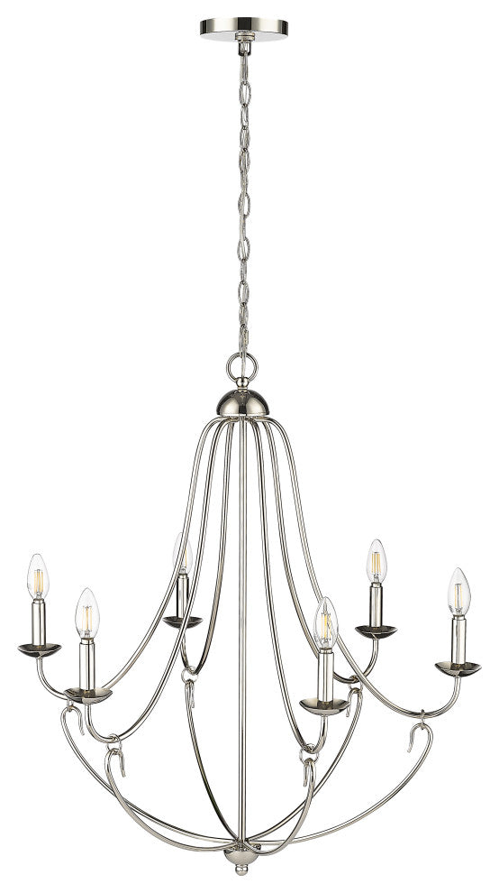 6 Light 28.5 in. Polished Nickel Chandelier