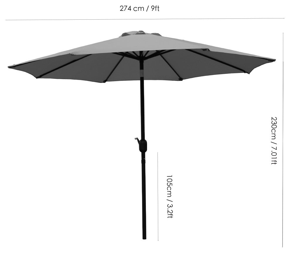 Davee Furniture 9 Ft Orange Patio Umbrella with Tilt and Crank, Red