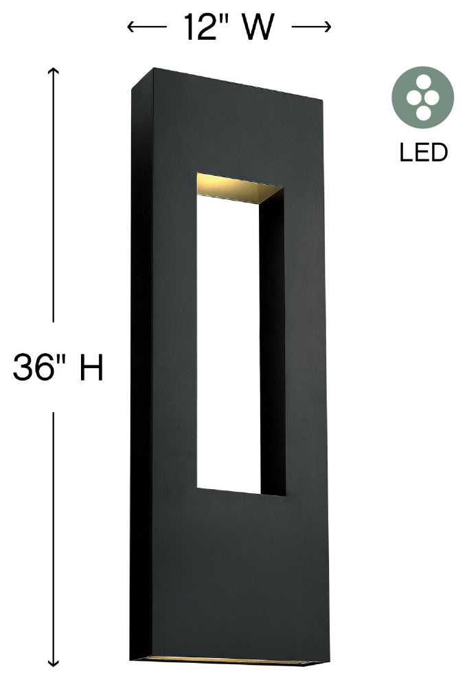 Hinkley Atlantis Extra Large Wall Mount Lantern, Satin Black