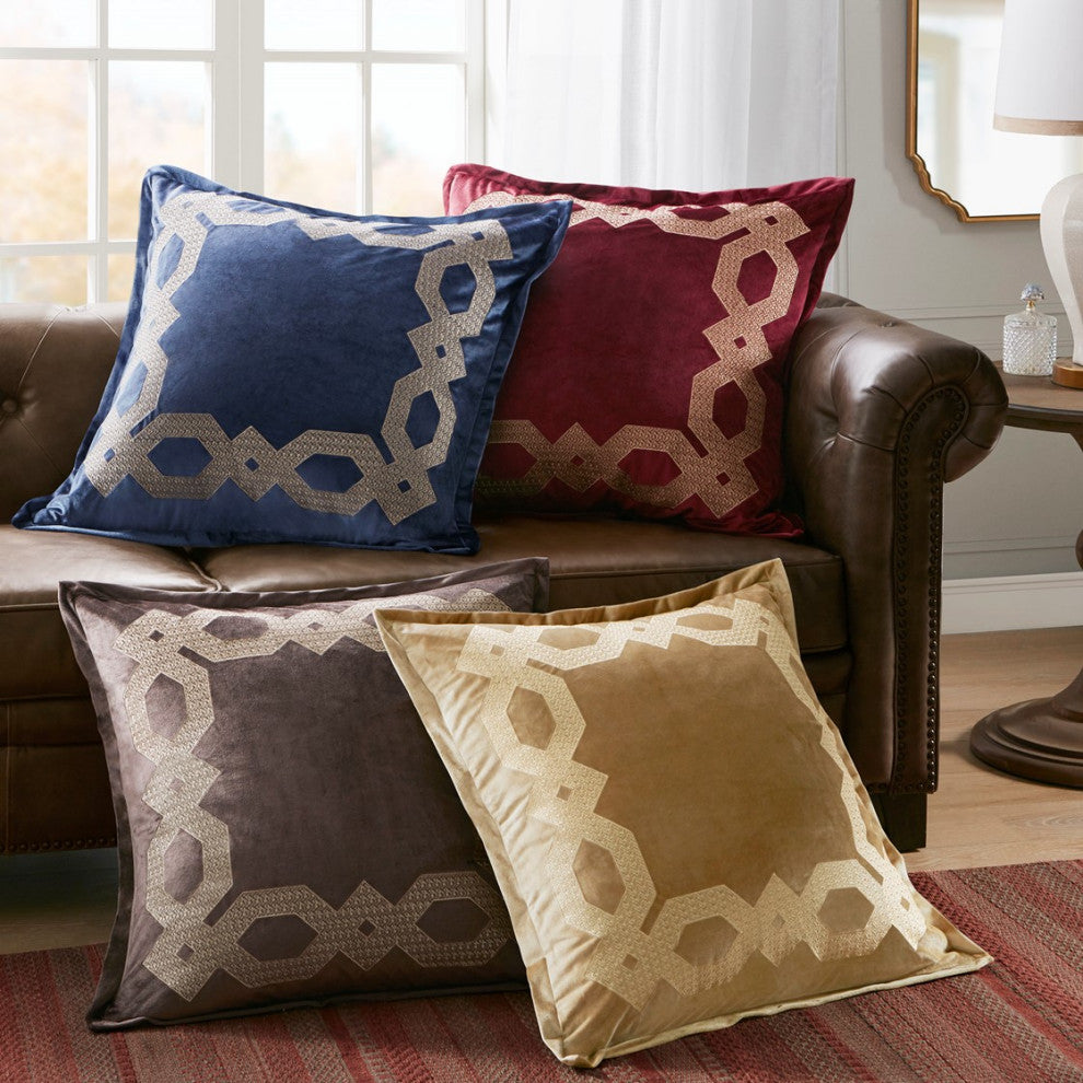 Croscill Clermont Traditional Embroidered Euro Sham, Gold
