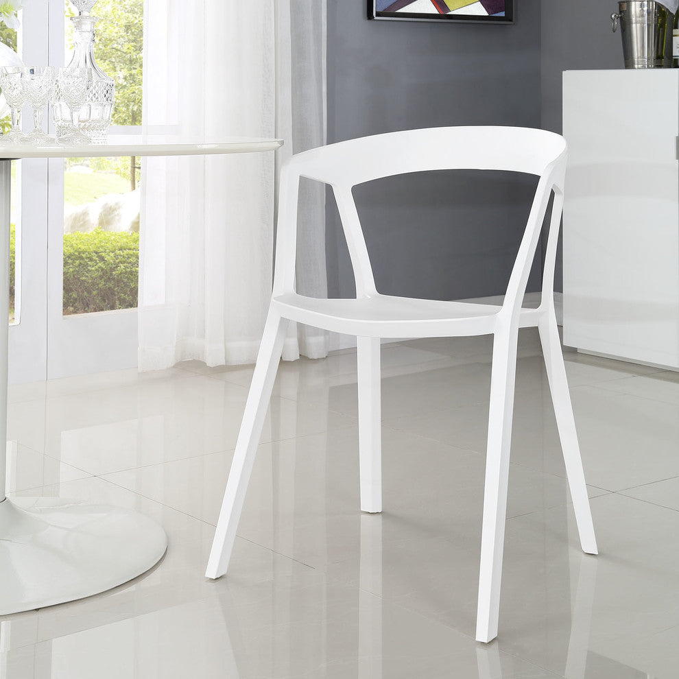 Modern Contemporary Dining Armchair, White Plastic