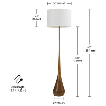 Novogratz x Globe Harrington 65" Faux Wood Floor Lamp With White Fabric Shade