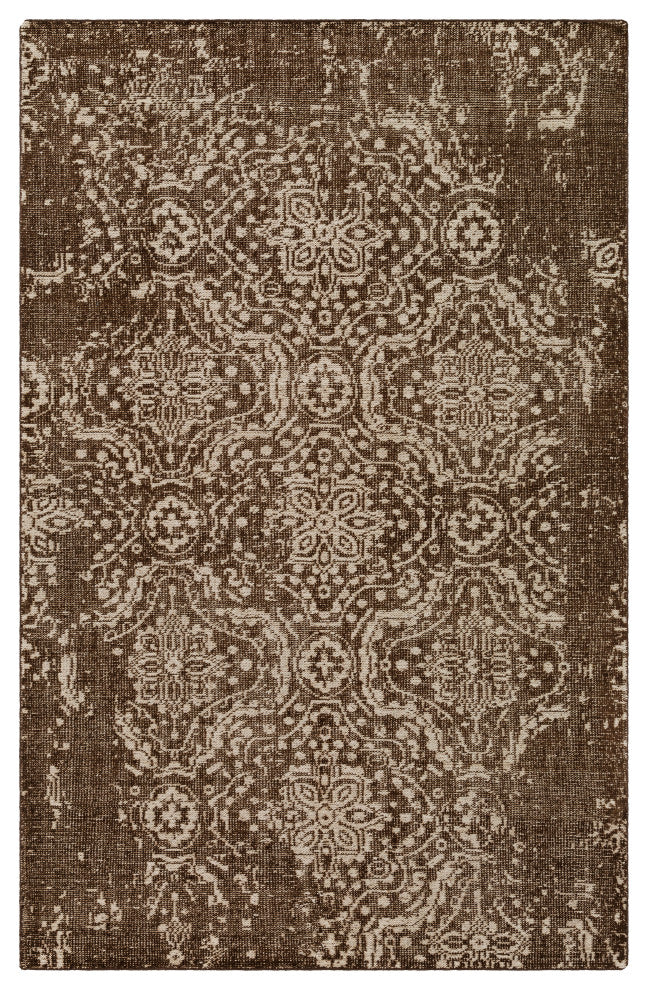Surya Hoboken HOO-1013 6'x9' Rug, Dark Brown/Ivory