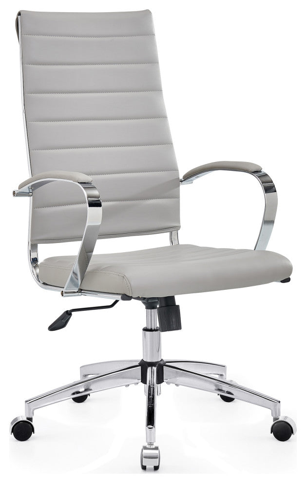 LUXMOD High Back Adjustable Swivel Computer Chair, Grey