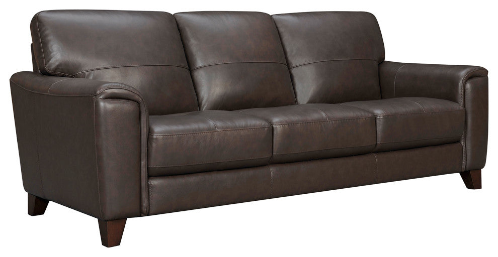 Bergen 87" Genuine Leather Square Arm Sofa, Espresso