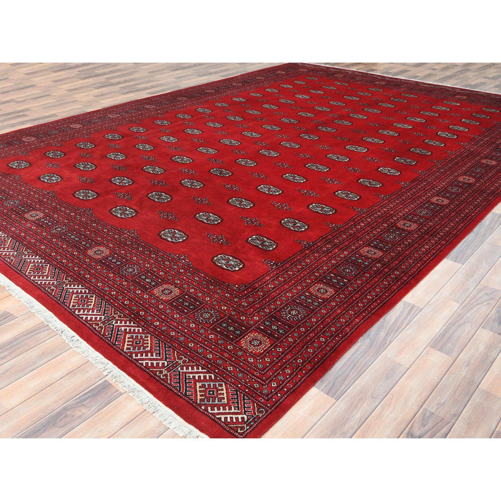 Rich Red Princess Bokara Extra Soft Wool Hand Knotted Oriental Rug 10'1"x14'7"