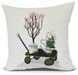 Farmhouse Holiday,Geometric Print Pillow,Off White, 16" x 16"