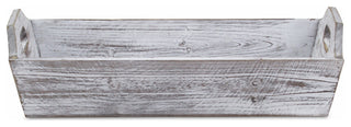 HomeRoots White Rustic Finish Wood Serving Tray With Handles