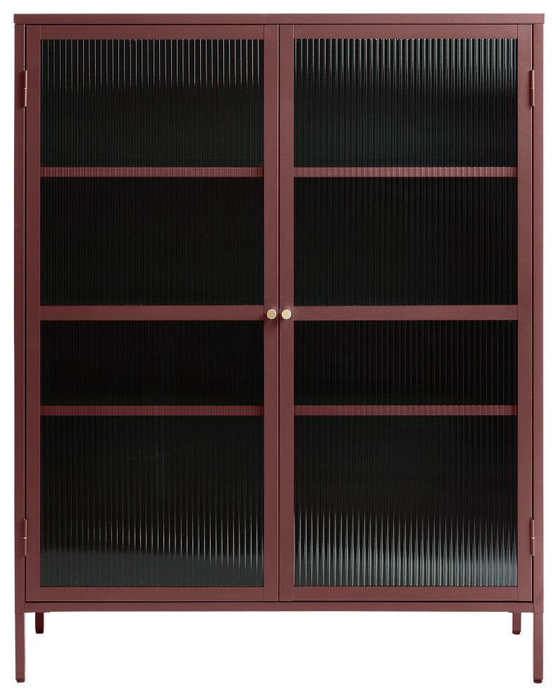 Metal & Glass 55" Display Cabinet, Red