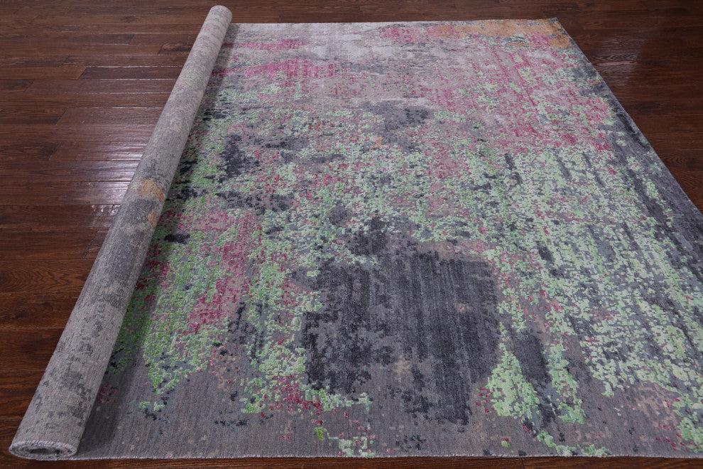 Modern Wool and Silk Hand Knotted Rug 7' 10" X 10' 3" Q7224