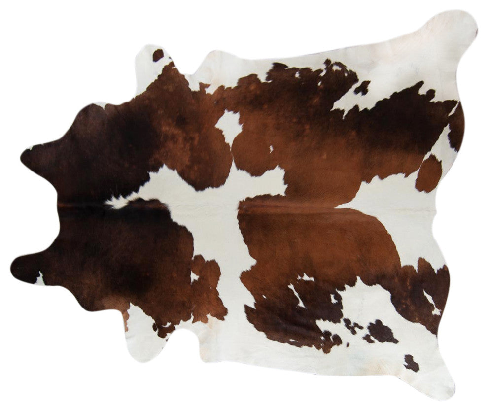 Pergamino Chocolate And White Cowhide Rug, Xl
