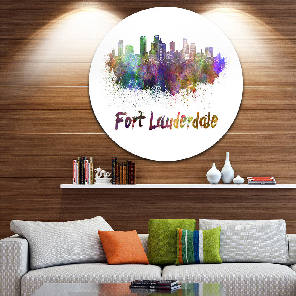 Fort Lauderdale Skyline, Cityscape Round Wall Art, 36"