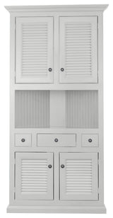 Shutter Style Corner Dining Hutch and Buffet, Bright White