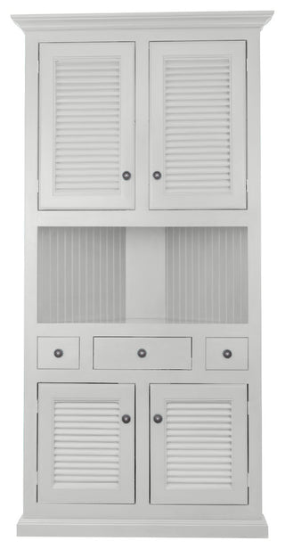 Shutter Style Corner Dining Hutch and Buffet, Bright White