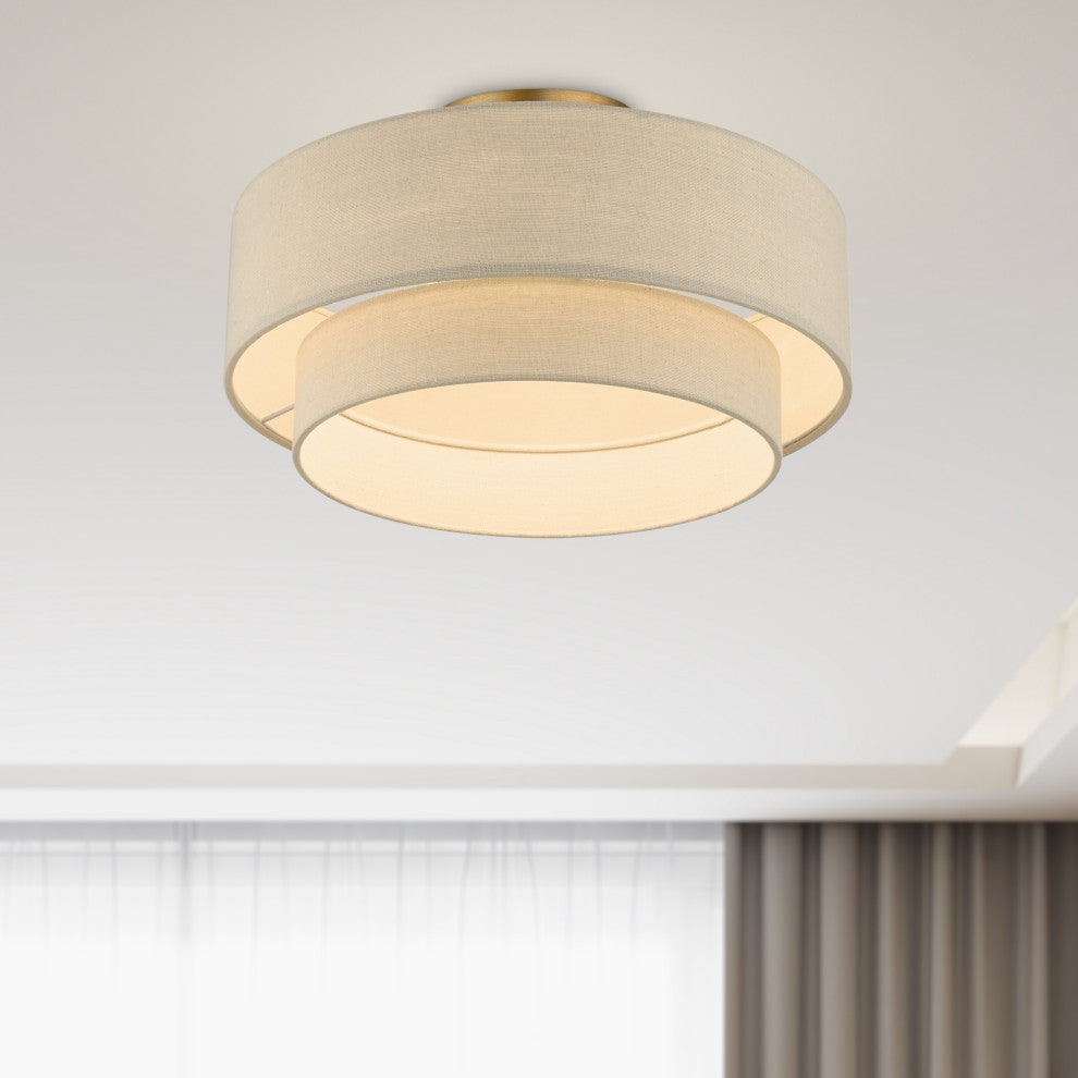 Bellingham 3-Light Antique Gold Leaf Large Semi-Flush