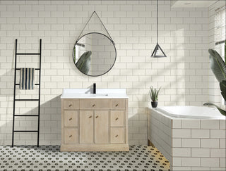 Redondo Bathroom Vanity, Ash Oak, 42", Single Sink, Freestanding