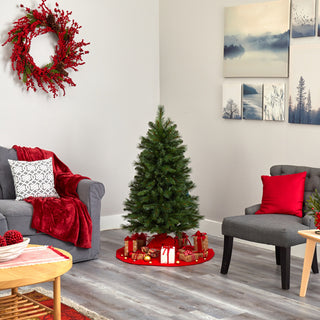 4' West Virginia Mountain Pine Faux Xmas Tree W/Clear Lights & Bendable Branches